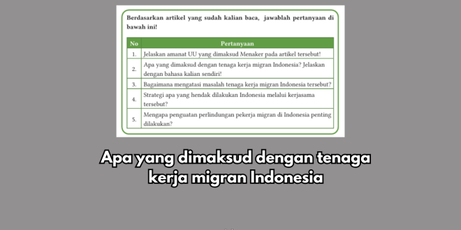 Apa yang dimaksud dengan tenaga kerja migran Indonesia