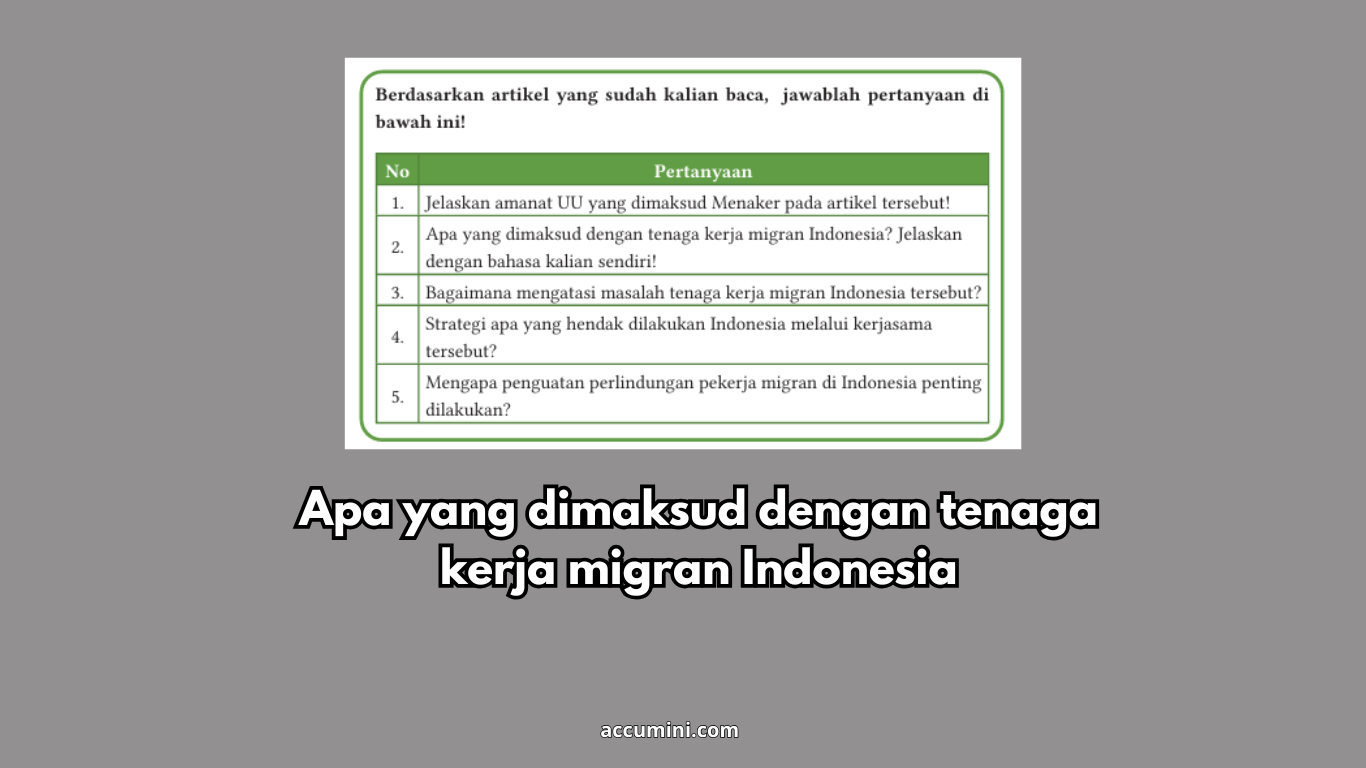 Apa yang dimaksud dengan tenaga kerja migran Indonesia